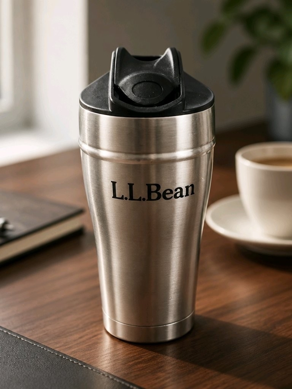 L.L.Bean Stainless Steel Travel Mug - Silver with Black Lid